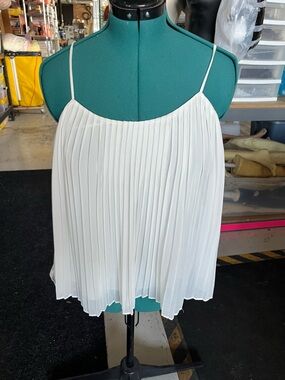 Zara Cream Pleated Spaghetti Strap Camisole